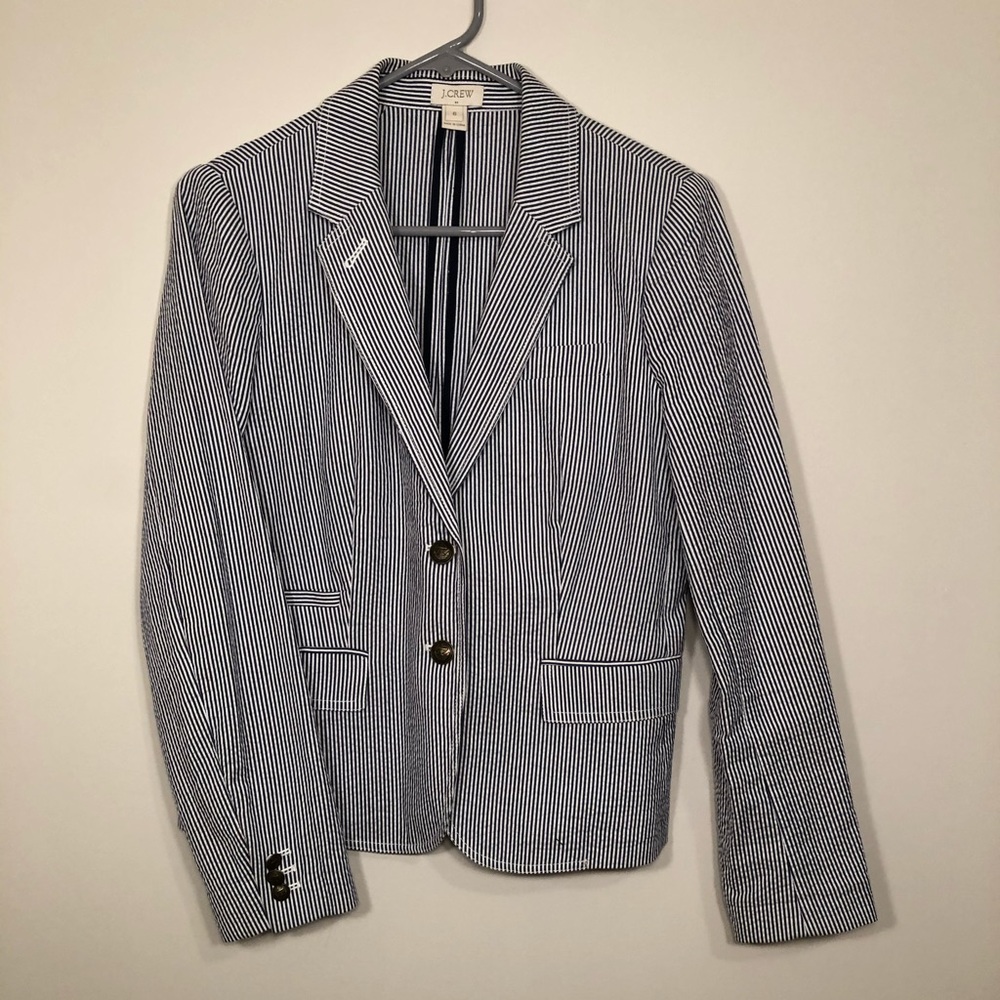J Crew striped cotton blazer